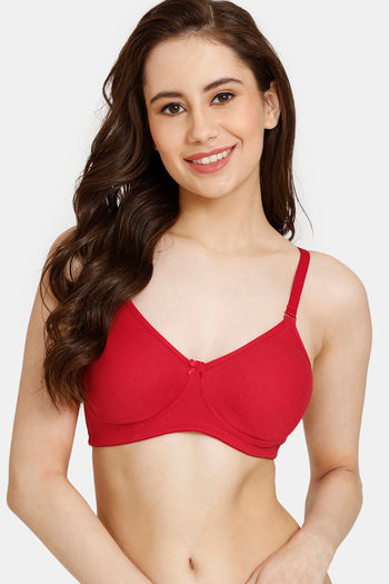 Buy Rosaline Everyday Double Layered Non Wired 3/4th Coverage T-Shirt Bra - Barbados Cherry2